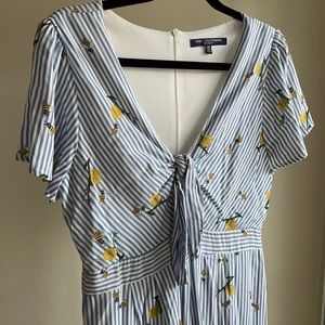 Blue and White striped Romper